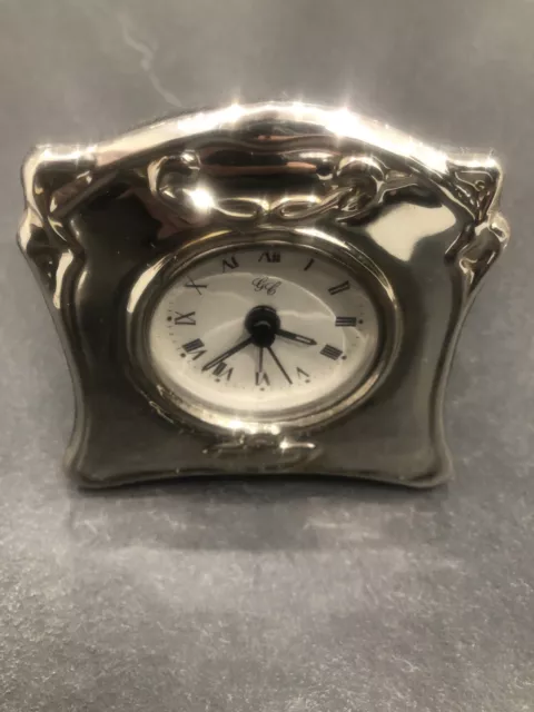 925 Silber Schreibtisch Uhr Reiseuhr Wecker Uhrhalter Punze Silver 2