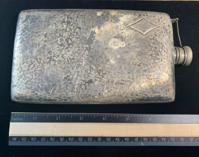 Vintage Hand Hammered Silverplate Flask Hallmarks