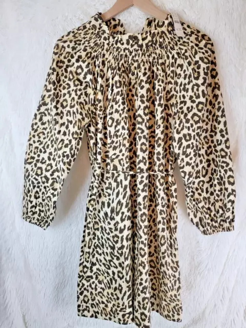 NWT JCrew REIMAGINED Leopard Ruffle Neck Puff Sleeve Dress SIZE SMALL BRAND NEW