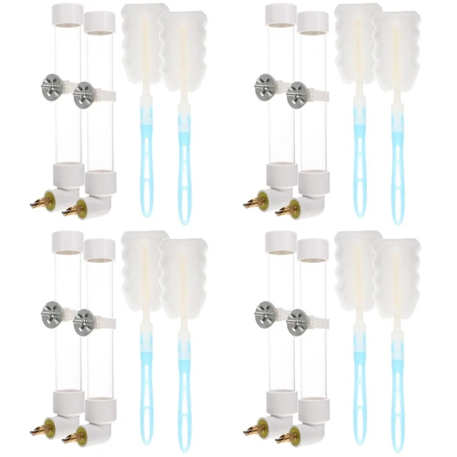8 Sets Bird Cage Feeder Parrot Drinking Fountain Auto Feeder Water Bottle