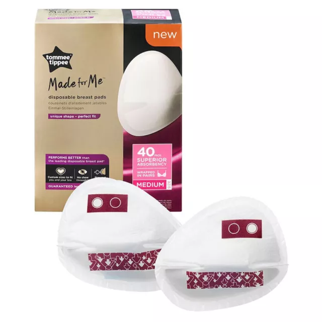 40pc Tommee Tippee Medium Made For Me Disposable Breast Pads Daily Leak Proof