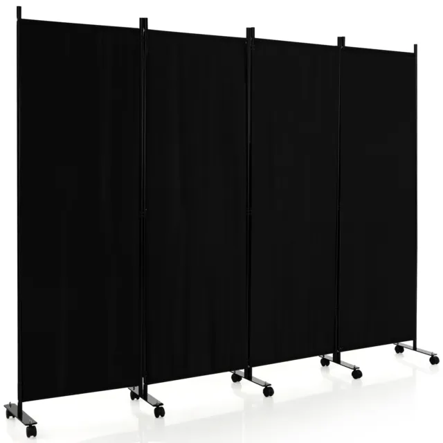 4 Panels Folding Room Divider 1.7m Tall Privacy Screen w/ Non-see-through Fabric