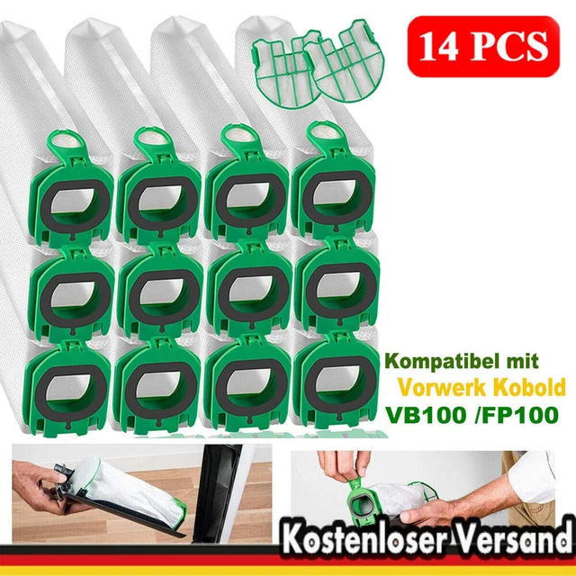 Kobold VB100 Beutel 12x Staubsaugerbeutel + 2 Motorfilter Für