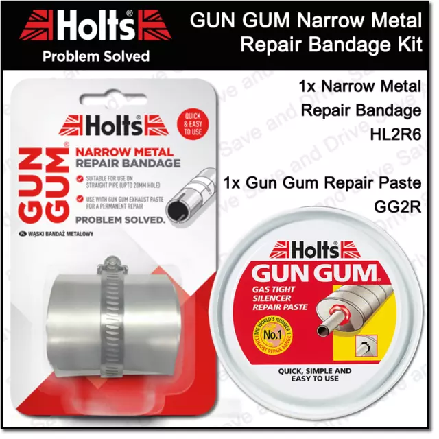 HOLTS GUN GUM Narrow Metal Exhaust Straight Repair Bandage & Paste