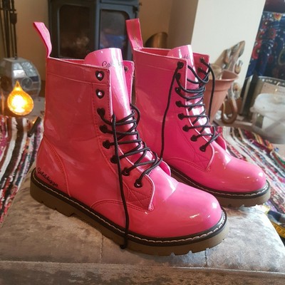 CUTE NEON PINK Patent Faux Leather 