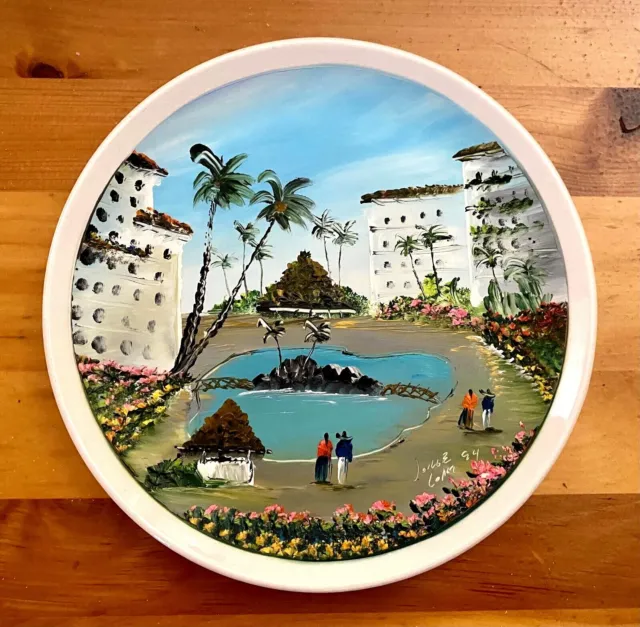 Vintage Hand Painted Puerto Vallarto Plate Mexico Signed Gorge Lopez 94