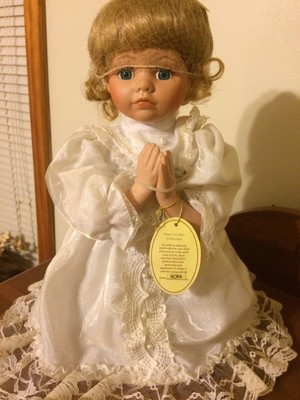 Emerald Doll Collection Praying Little Blond Girl "Nora" 13" Tall Estate Find