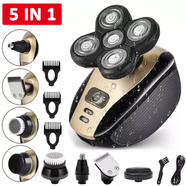 5 IN 1 4D Rotary Electric Shaver Rechargeable Bald Head Shaver Beard Trimmer US