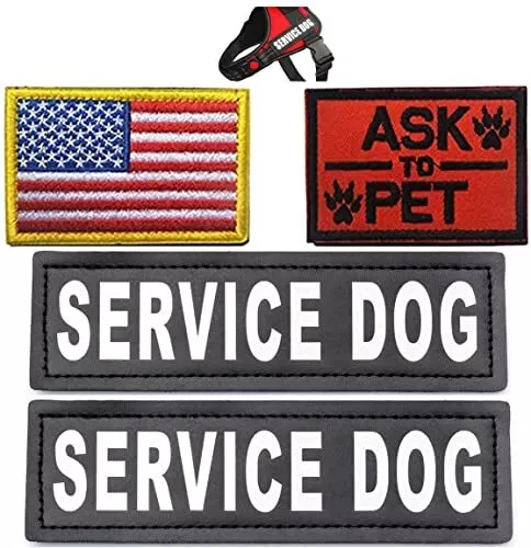 Military Morale Service Dog Patch for Pet Tactical K9 Service Harness Vest 4PACK