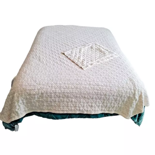 Linea Casa Sferra Coverlet Blanket Queen Quilted White 100% Cotton Pillow Sham