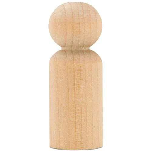 Small Wooden Peg Dolls Unfinished 1-11/16 inch boy peg doll Boy Shape Pack of...