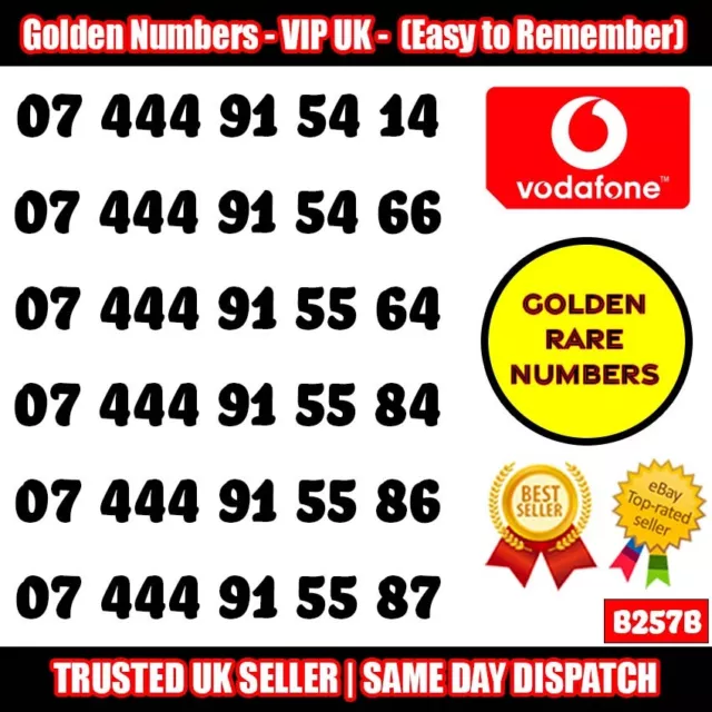 Golden Number VIP UK SIM - LOTTO numeri facili da ricordare e memorizzare - B257B
