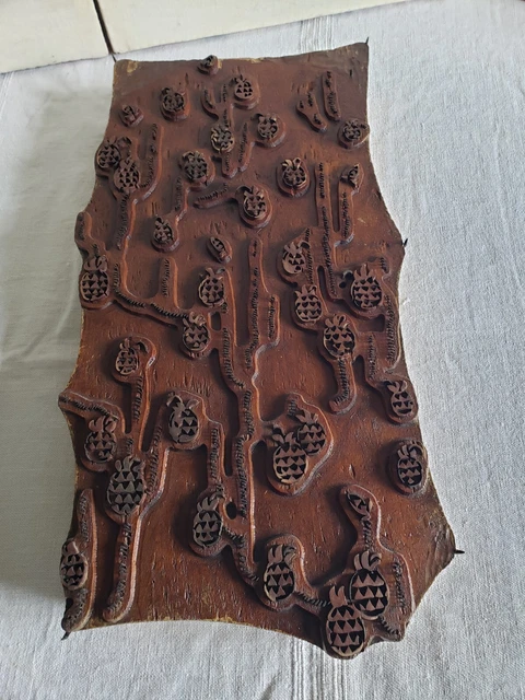 Bloc D'impression Sur Bois Ancien Pour Tissu, Motif Bordure Marocaine - Fait Main En Inde, Occasion
