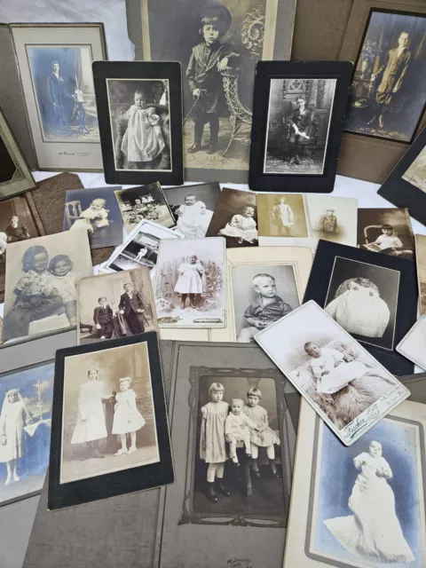 Lot of 33 antique cabinet cards portraits Photos Baby And Children St. Louis