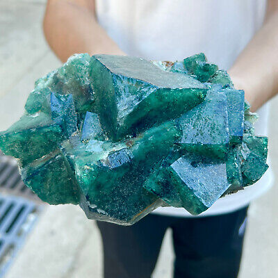 2.7LB natural super beautiful green fluorite crystal ore standard sample AS990