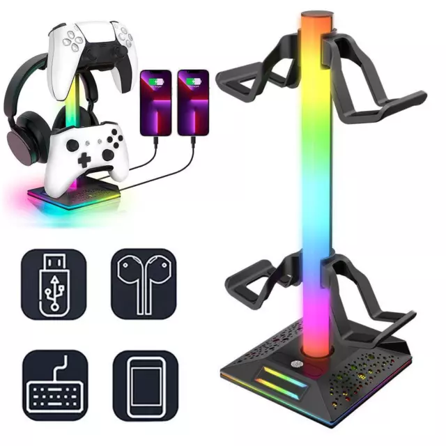 RGB-LED-Kopfhörerständer, USB-Anschluss, Steuerpult, Gaming-Headset-Halterung