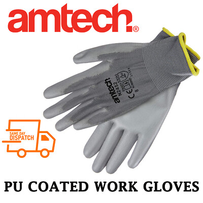 AMTECH Nylon PU Sicurezza Lavoro Guanti Costruttori Grip Da Giardino Giardinaggio Meccanica 