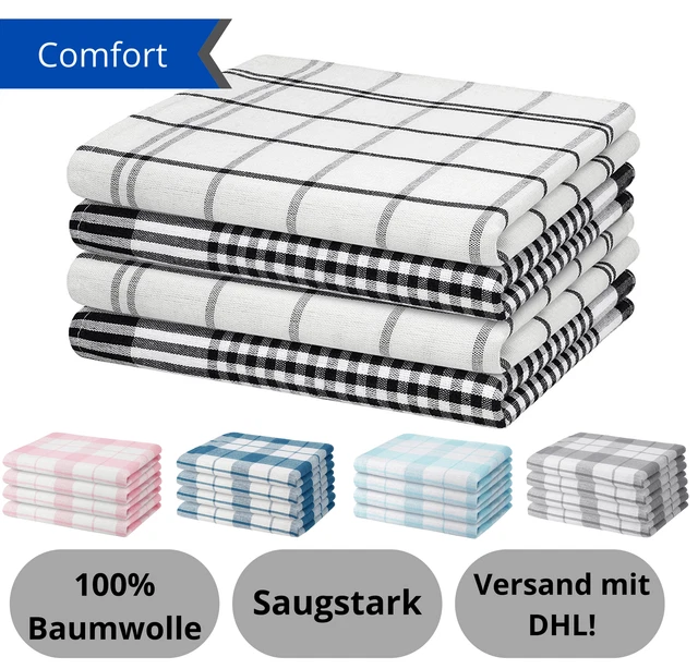 Geschirrhandtücher 4 Stk Baumwolle Geschirrtücher Set kariert modern - 5 Farben