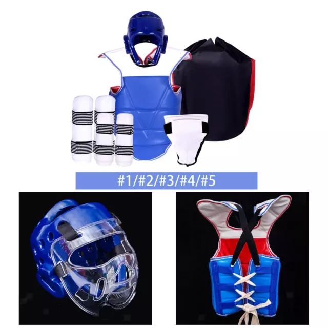 5x Taekwondo Protective Gear, Boxing Body Protector, Adjustable Padded Taekwondo