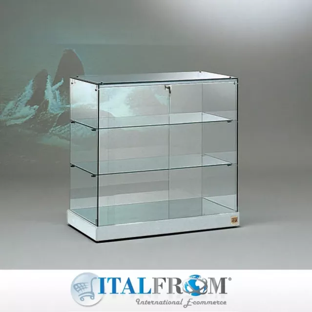 Vetrina Vetrinetta Espositore Showcase Banco arredo negozio silver 93x46x90 cm