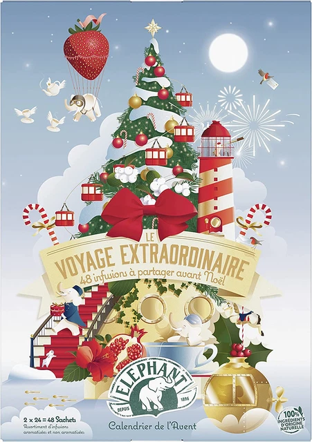 Elephant Calendrier De L'Avent, Assortiment De 48 Sachets D'Infusions Bien-Être
