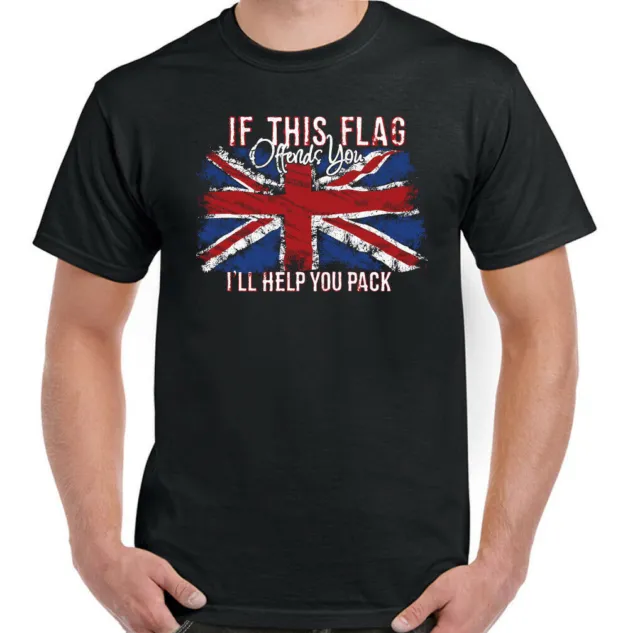 Union Jack T-Shirt Flag Offends Mens St Georges Day Great Britain England GB Top