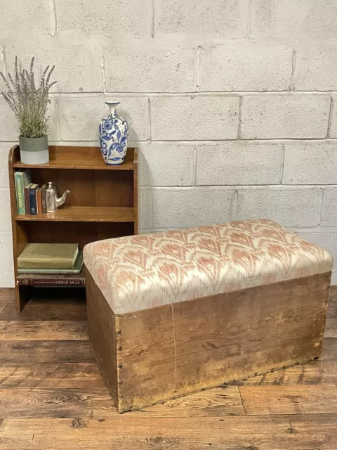 Vintage  Pine Blanket Box Ottoman, Large Storage Trunk, Coffee Table.