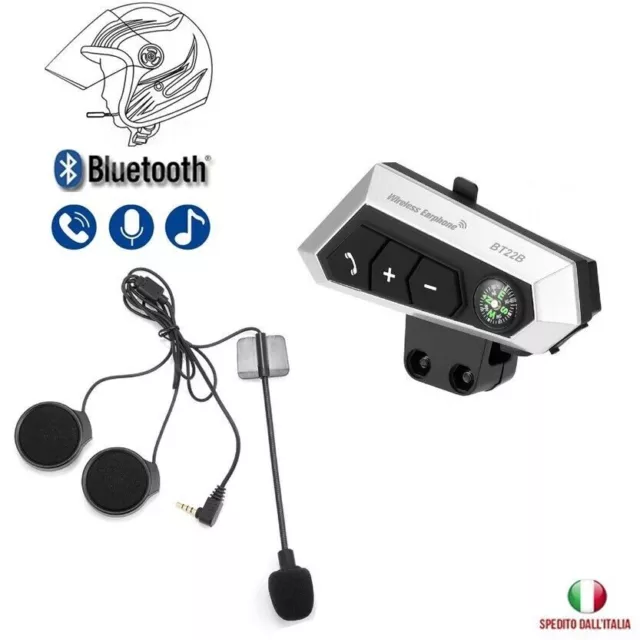 Cuffie Auricolari Bluetooth Per Interno Casco Da Motocicletta Moto Con Microfono