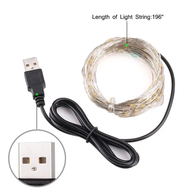 10-100 LED USB Lichterkette Micro Drahtlichterkette Deko Innen Aussen Deko DHL