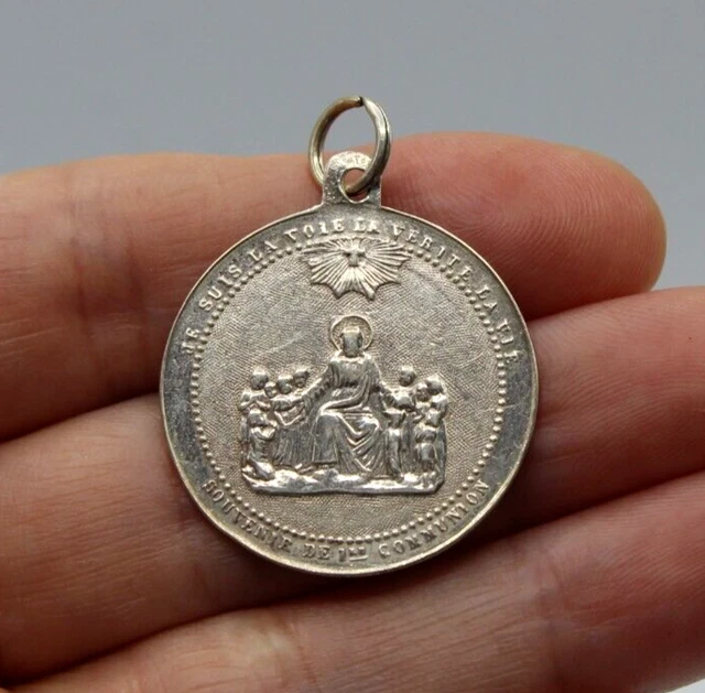 ANCIENNE MEDAILLE RELIGIEUSE argent monstra te esse matrem Enfants de marie EUR 14,00 - FR