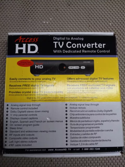 Access HD Digital To Analog TV Converter w/Remote Control DTA1080D NEW A034