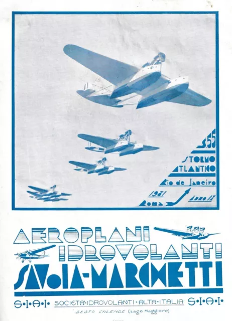 Pubblicita 1933 Savoia Marchetti Idrovolanti Storno Atlantico S.55 Sesto Calende