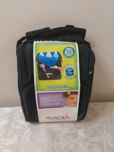 Munchkin Baby on the Go Bag - Expandable Black Bottle Bag Cooler/ New