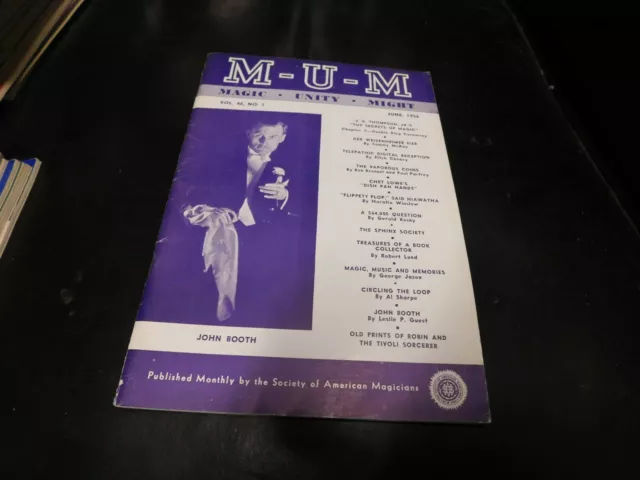 MUM Magazine Magic Unity Might Magician John Booth June 1956