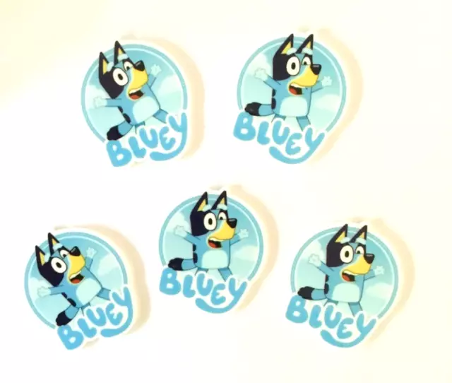 5× Bluey Dog Planar Resin Flatback Bow Center Crafts Etc