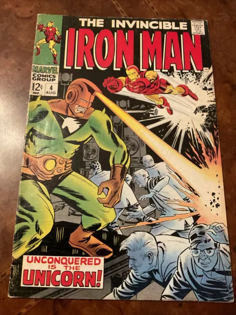 Marvel Iron Man #4 silver age 1968 comic book vs. The Unicorn Johnny Craig art