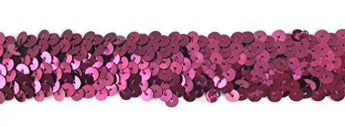 TRIMPLACE Wine 1-1/4 Inch Stretch Sequin - 3 Row- 10 Yards