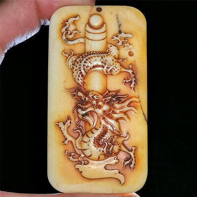 Chinese old rare hetian  jade Jadeite  hand-carved pendant necklace dragon