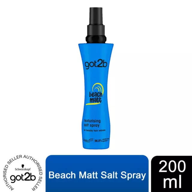 1pk, 2pk or 3pk of 200ml Schwarzkopf got2b Beach Matt Salt Hair Spray