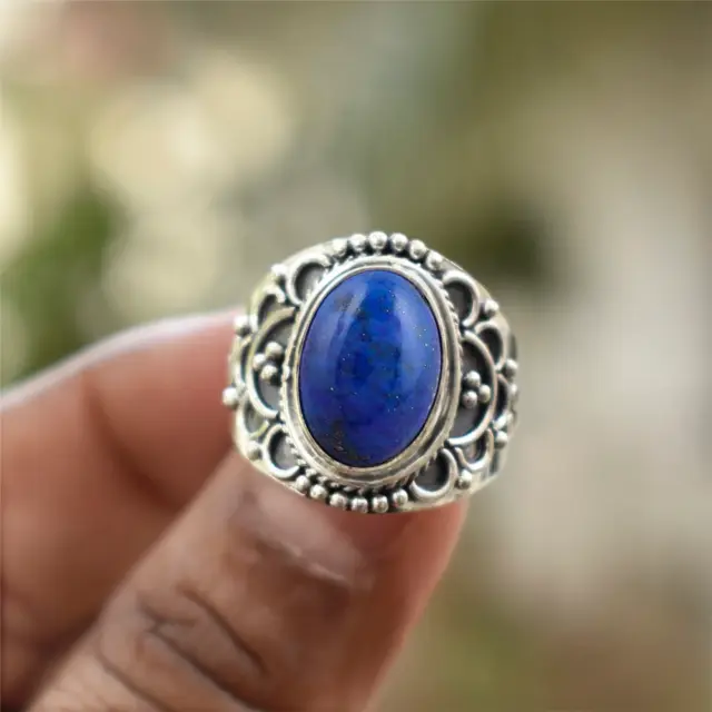 Lapis Lazuli Gemstone 925 Sterling Silver Ring Handmade Gift For Women KA-842