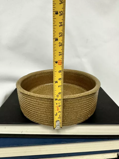 Zanesville Stoneware Pottery Bowl Low Planter Stoneage Modern Homespun Brown MCM 3