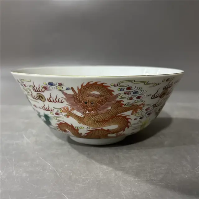 Beautiful Chinese Hand Painting Famille Rose Porcelain Dragon Bowl