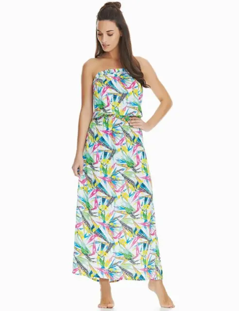 Freya Tropicool Multi Bandeau Maxi Cover Up Beach Dress / Tunic Size S / 10 Bnwt