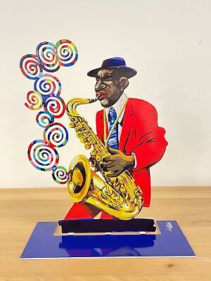 Arte pop Metal escultura jazz "Saxofonista" de DAVID GERSTEIN
