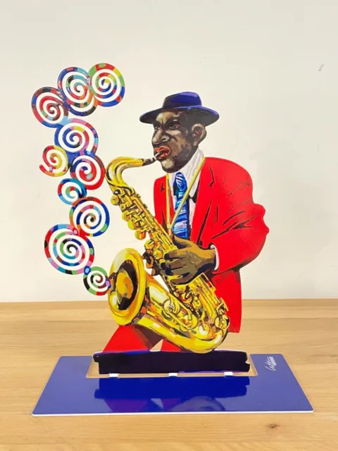 Arte pop Metal escultura jazz "Saxofonista" de DAVID GERSTEIN