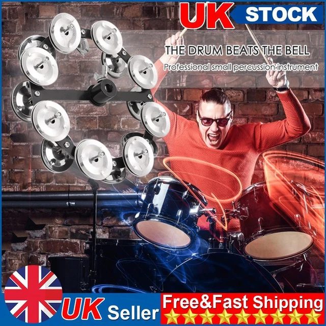 Drum Cymbals Hi Hat Tambourine Bells with Row Jingles Percussion Instrument