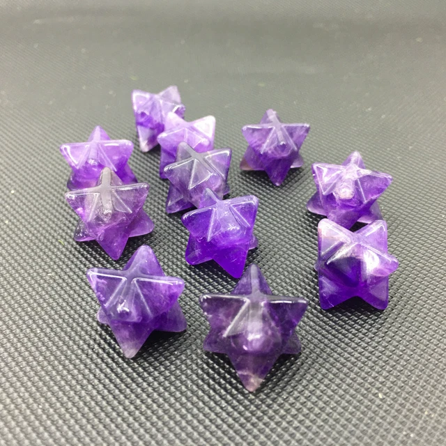 10pcs Natural Amethys quartz Merkaba Star Carved Crystal Point chakra Reiki gift