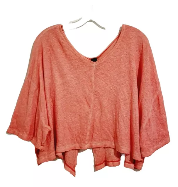 We the Free People Size Small Peachy Orange Drapey Boho Oversized Crop Top Shirt