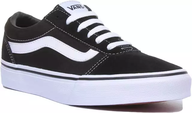 Vans Ward Femmes Décontracté Lacet Basket en Noir Blanc ou Argent Taille UK 3 -