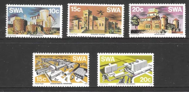 South West Africa 1976 Castles & 1976 Modern Buildings Sets Mnh Sg 287-9, 293-94